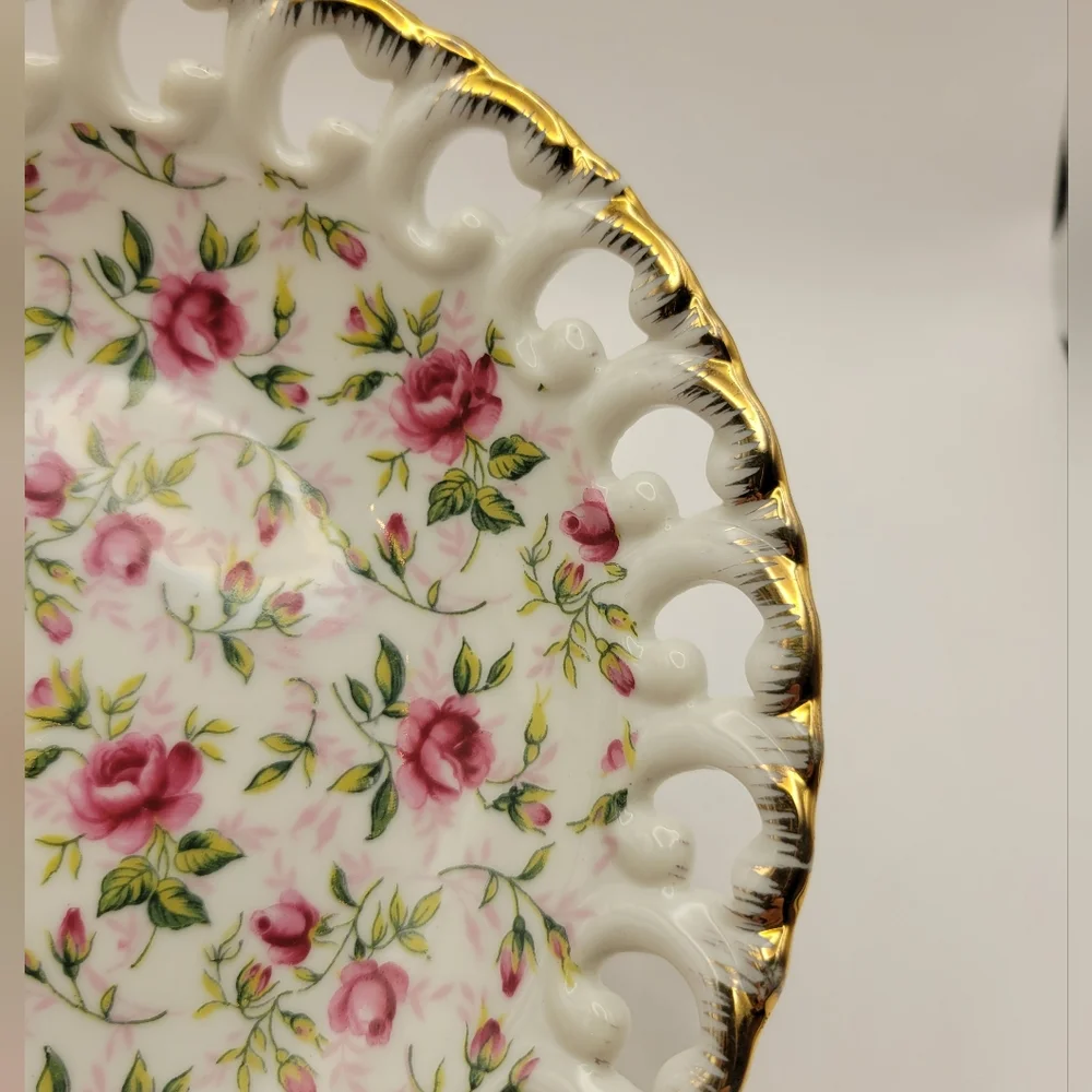 Vintage Lefton hand painted pink rose chintz #650 A. 2 available. - Picture 2 of 13